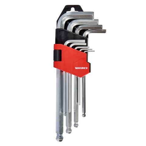 Набір ключів шестигранних з кулею 9 шт. 1,5–10 мм Vitals Master Набір ключів шестигранних з кулею 9 шт. 1,5–10 мм Vitals Master