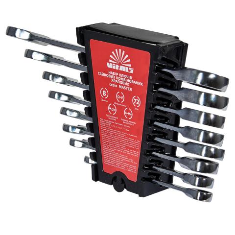 Набір ключів гайкових комбінованих храпових 8-19 мм 8 шт. Vitals Master Набір ключів гайкових комбінованих храпових 8-19 мм 8 шт. Vitals Master