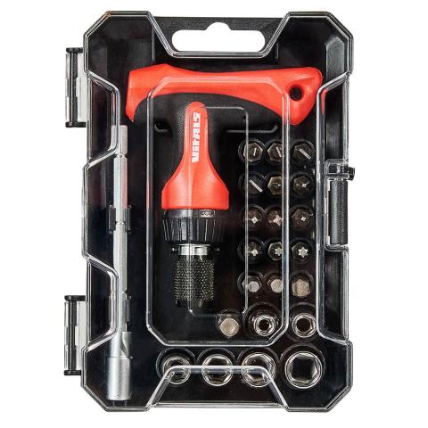 Викрутка Т-подібна Vitals Master с набором насадок та головок, 24 шт. Викрутка Т-подібна Vitals Master с набором насадок та головок, 24 шт.