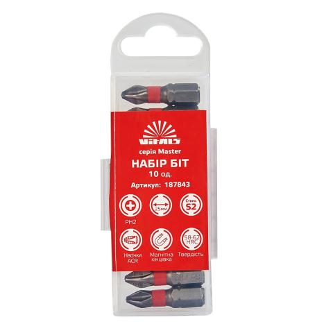 Біти S2 PH2х25 мм, 10 од. Vitals Master Біти S2 PH2х25 мм, 10 од. Vitals Master
