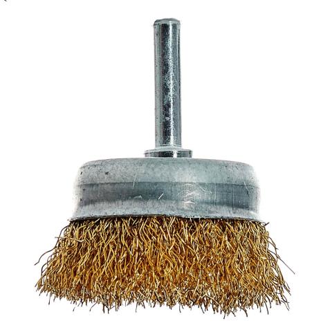 Щітка-чашка з хвостовиком Vitals гофрована латунована 50 мм, 0,3 мм Щітка-чашка з хвостовиком Vitals гофрована латунована 50 мм, 0,3 мм