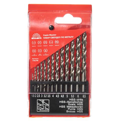 Комплект свердел HSS 13 од. 1.5–6.5 мм по металу Vitals Master Комплект свердел HSS 13 од. 1.5–6.5 мм по металу Vitals Master