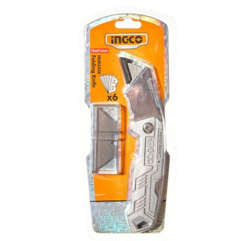 Ніж складаний алюмінієвий, 5 лез трапеція SK5 INGCO Ніж складаний алюмінієвий, 5 лез трапеція SK5 INGCO