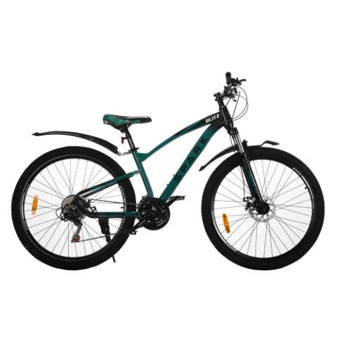 Велосипед SPARK BLITZ (колеса - 27,5", сталева рама - 15") темно-зелений з чорним Велосипед SPARK BLITZ (колеса - 27,5", сталева рама - 15") темно-зелений з чорним