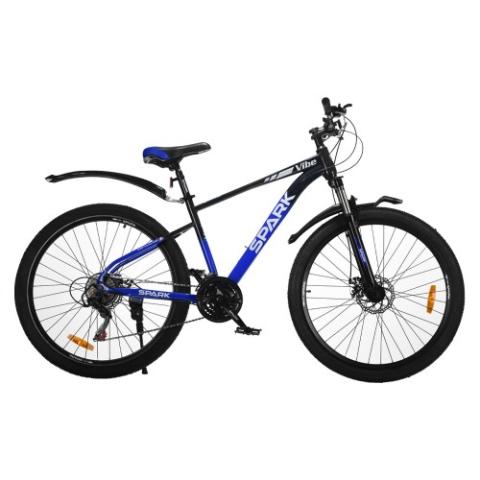 Велосипед SPARK VIBE (колеса - 27,5", сталева рама - 17") чорний з синім Велосипед SPARK VIBE (колеса - 27,5", сталева рама - 17") чорний з синім