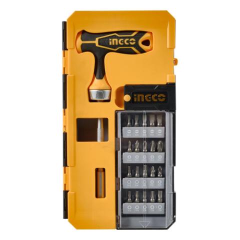Викрутка Т-подібна з набором насадок і головок 25 шт INGCO Викрутка Т-подібна з набором насадок і головок 25 шт INGCO