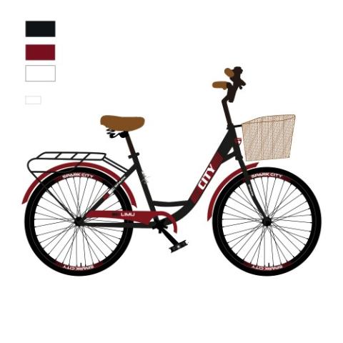 Велосипед SPARK CITY LIMU (колеса - 28", сталева рама - 18") чорний з вишневим