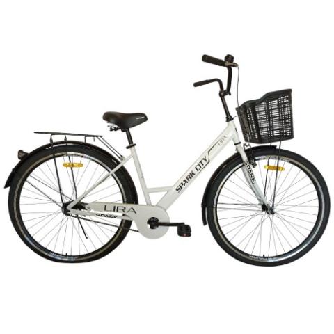 Велосипед SPARK CITY LIRA (колеса - 28", сталева рама - 18") з кошиком молочний