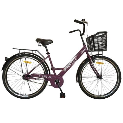 Велосипед SPARK CITY LIRA (колеса - 26", сталева рама - 17") з кошиком сливовий Велосипед SPARK CITY LIRA (колеса - 26", сталева рама - 17") з кошиком сливовий