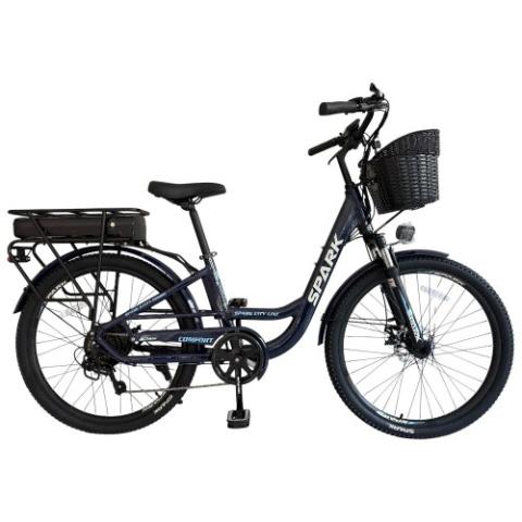 Велосипед з електромотором SPARK E-CITY COMFORT 17" 48V/500W/12,8Ah темно-синій Велосипед з електромотором SPARK E-CITY COMFORT 17" 48V/500W/12,8Ah темно-синій