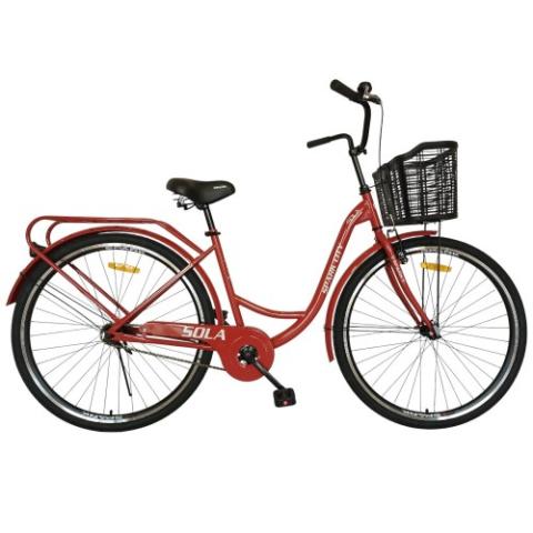Велосипед SPARK CITY SOLA (колеса - 28", сталева рама - 18") з кошиком темно-вишневий