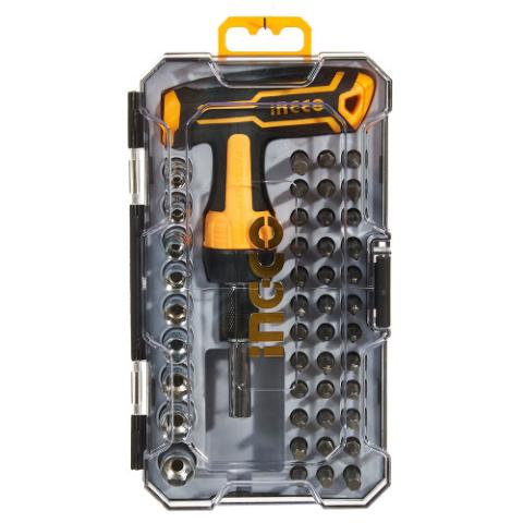Викрутка Т-подібна з набором насадок і головок 47 од. INGCO Викрутка Т-подібна з набором насадок і головок 47 од. INGCO