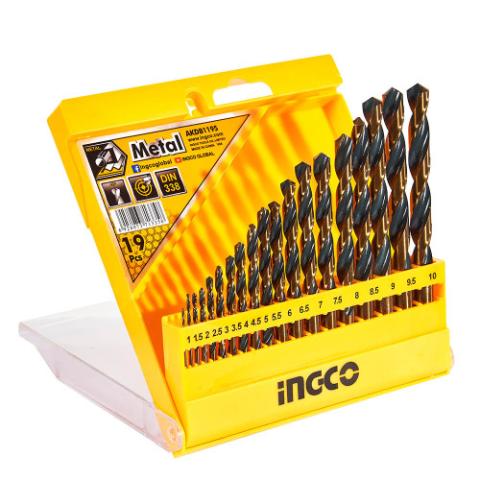 Набір свердел по металу 19 шт. 1–10 мм INGCO Набір свердел по металу 19 шт. 1–10 мм INGCO